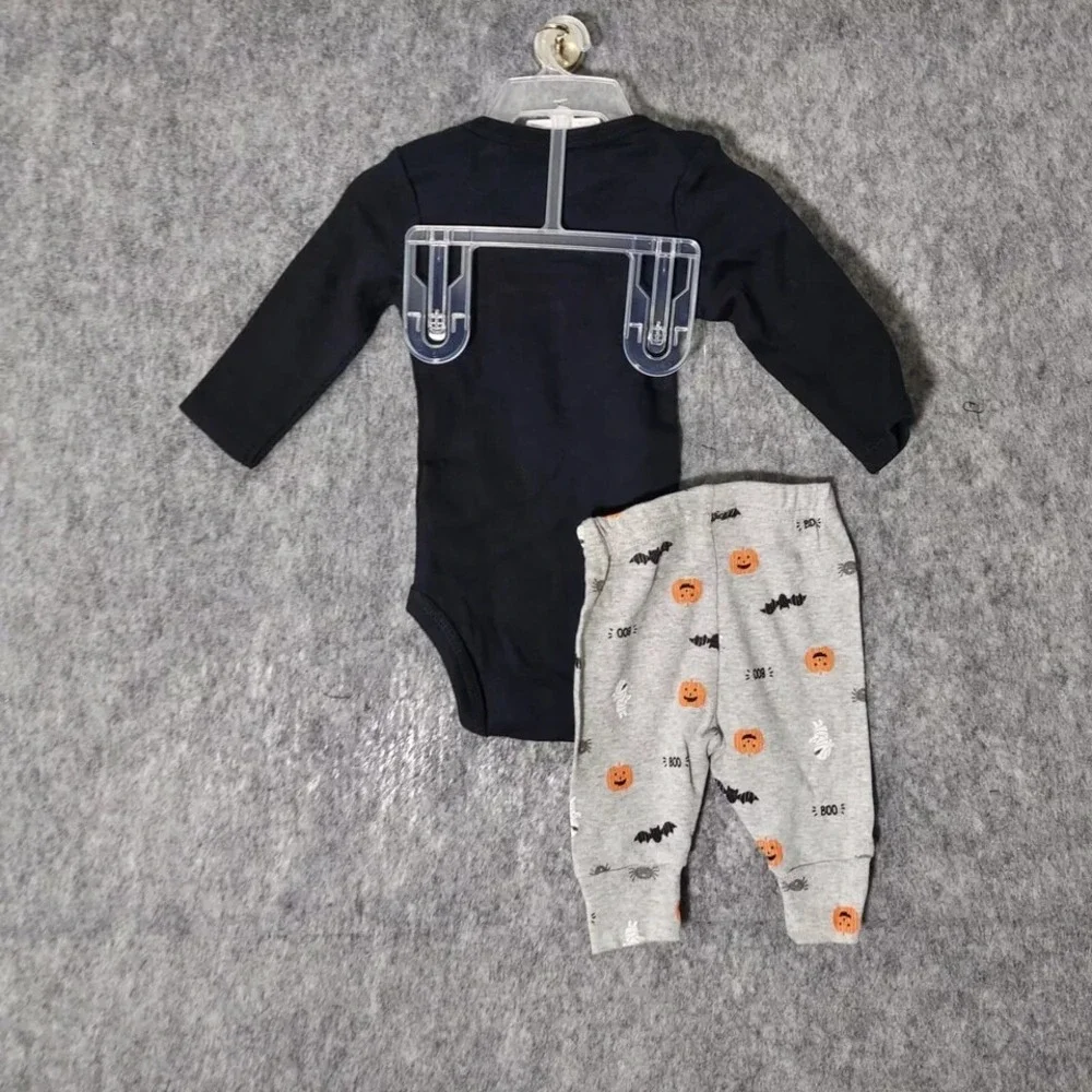 Carters One Piece Set 3 Month Halloween Mummy Pumpkin Bat Long Sleeve Pant - Picture 4 of 8